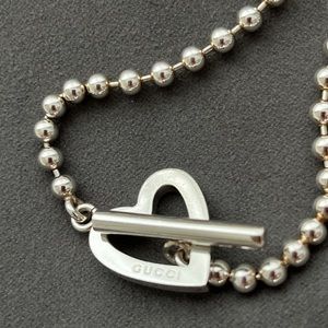 GUCCI Heart Toggle Sterling Silver Bracelet size 18cm (7”). AUTHENTIC. NO POUCH.
